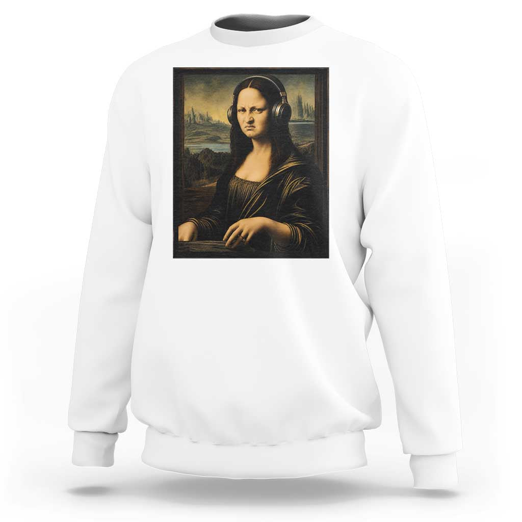 Funny Mona Lisa Bass Face Sweatshirt Vintage DJ Producer Music Lover Gift