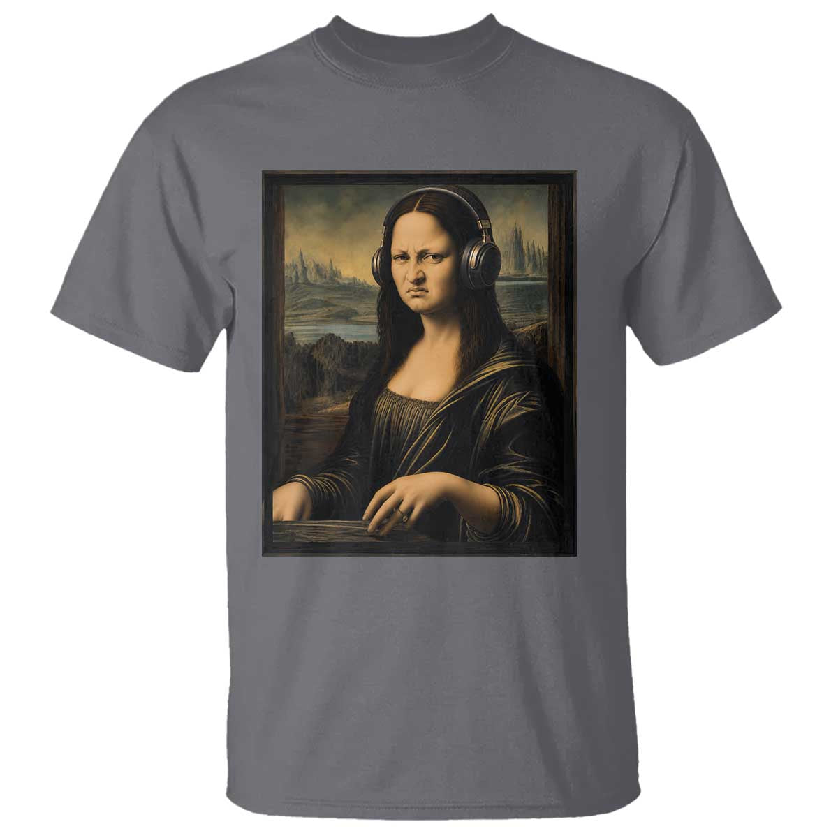 Funny Mona Lisa Bass Face T Shirt Vintage DJ Producer Music Lover Gift