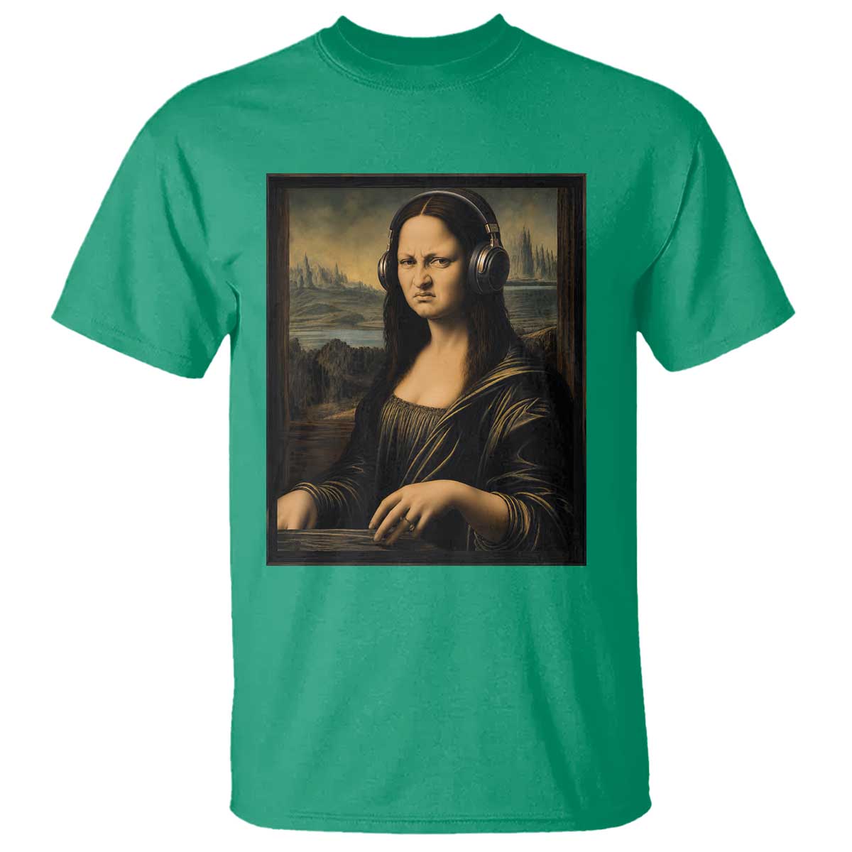 Funny Mona Lisa Bass Face T Shirt Vintage DJ Producer Music Lover Gift