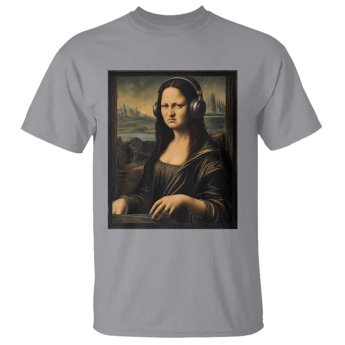 Funny Mona Lisa Bass Face T Shirt Vintage DJ Producer Music Lover Gift