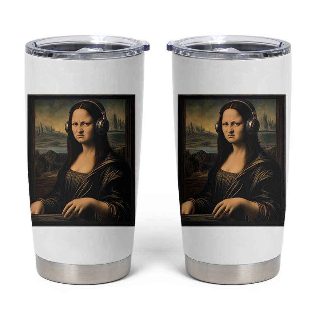 Funny Mona Lisa Bass Face Tumbler Cup Vintage DJ Producer Music Lover Gift