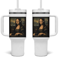 Funny Mona Lisa Bass Face Tumbler With Handle Vintage DJ Producer Music Lover Gift