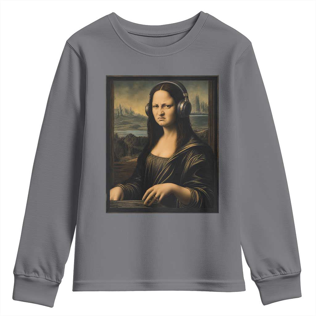 Funny Mona Lisa Bass Face Youth Sweatshirt Vintage DJ Producer Music Lover Gift