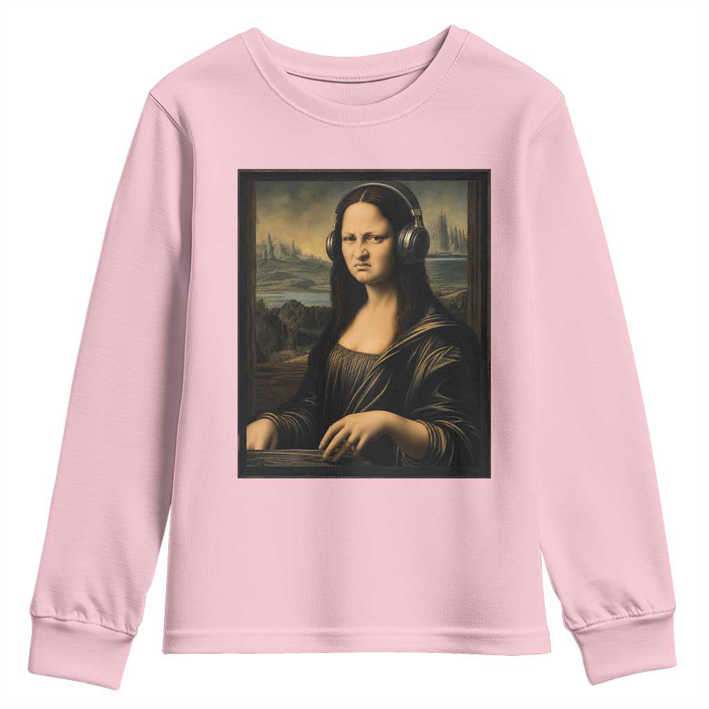Funny Mona Lisa Bass Face Youth Sweatshirt Vintage DJ Producer Music Lover Gift