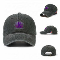 The Heart Never Forgets Alzheimers Support Washed Cotton Baseball Cap Vintage Sunset Purple Ribbon Graphic