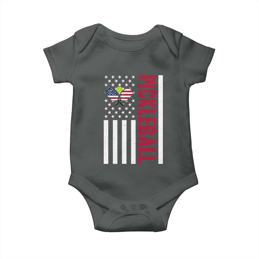 Pickleball Patriotic Baby Onesie American Flag Sport Gift - Wonder Print Shop