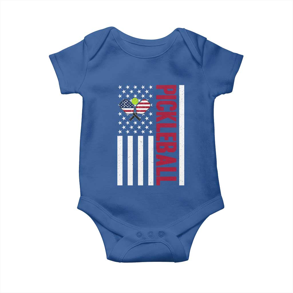 Pickleball Patriotic Baby Onesie American Flag Sport Gift - Wonder Print Shop