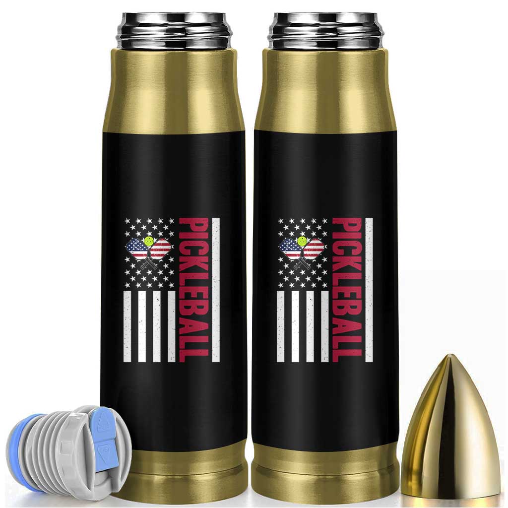 Pickleball Patriotic Bullet Tumbler American Flag Sport Gift