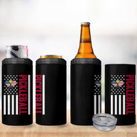 Pickleball Patriotic 4 in 1 Can Cooler Tumbler American Flag Sport Gift