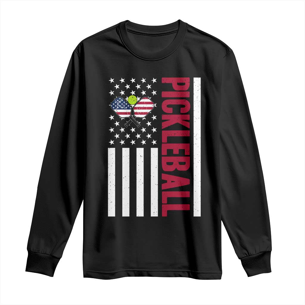 Pickleball Patriotic Long Sleeve Shirt American Flag Sport Gift - Wonder Print Shop