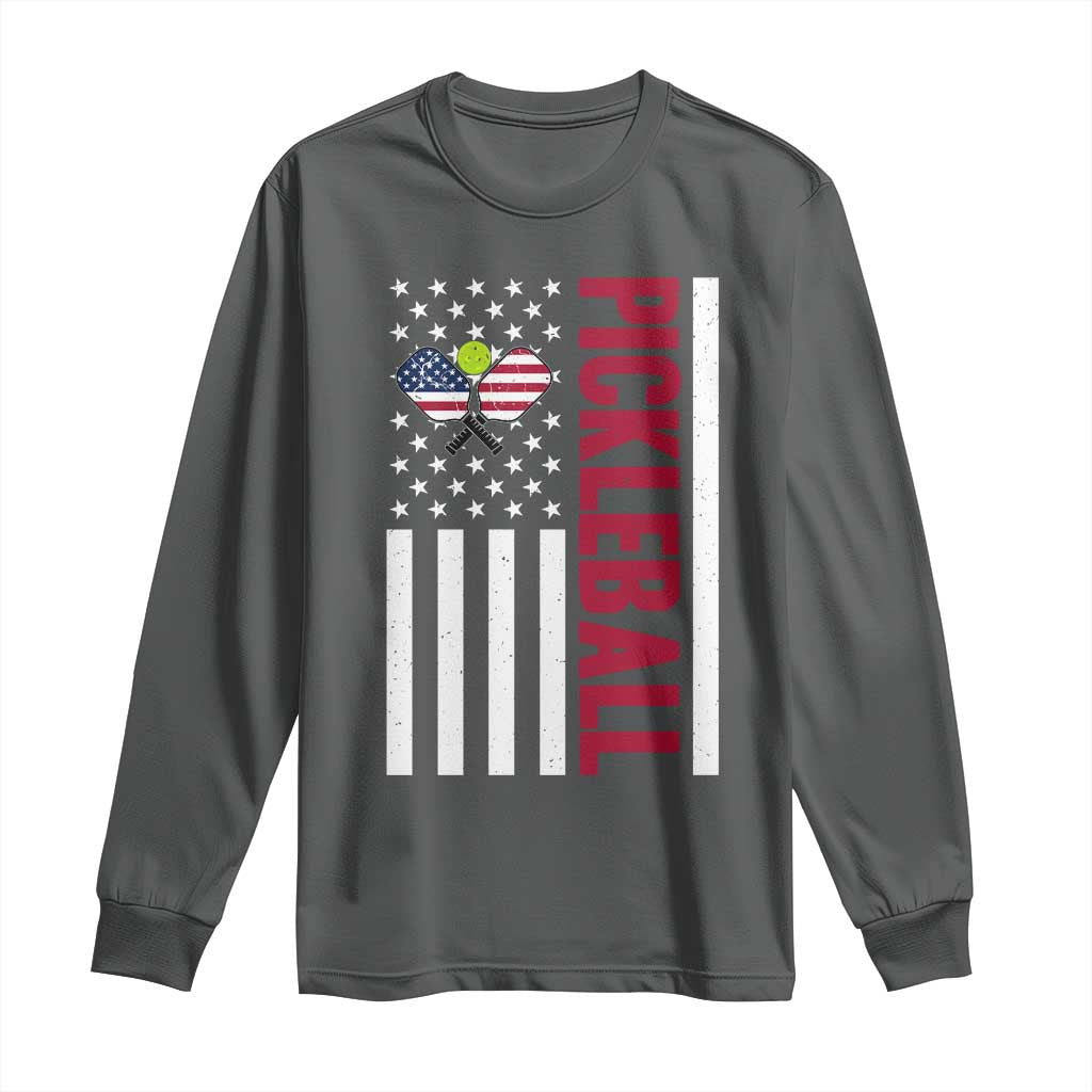 Pickleball Patriotic Long Sleeve Shirt American Flag Sport Gift - Wonder Print Shop