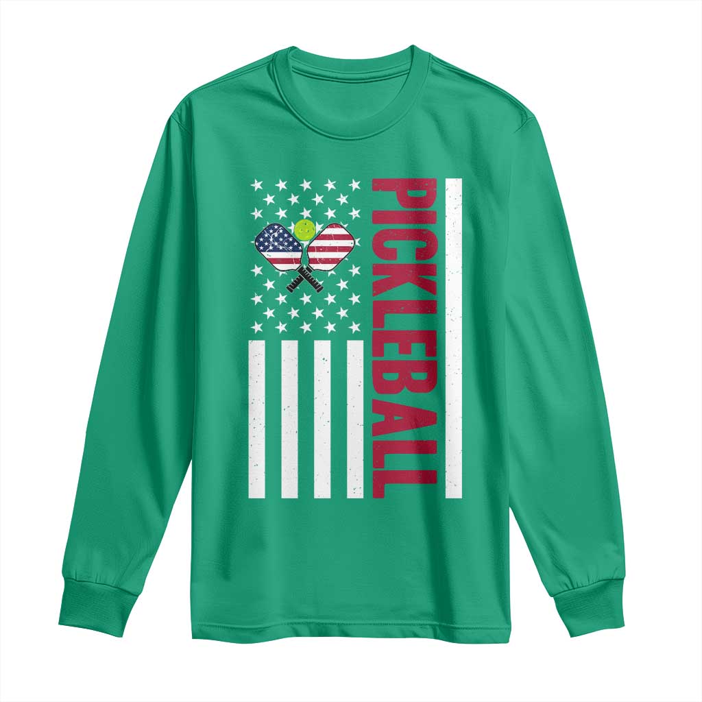 Pickleball Patriotic Long Sleeve Shirt American Flag Sport Gift - Wonder Print Shop
