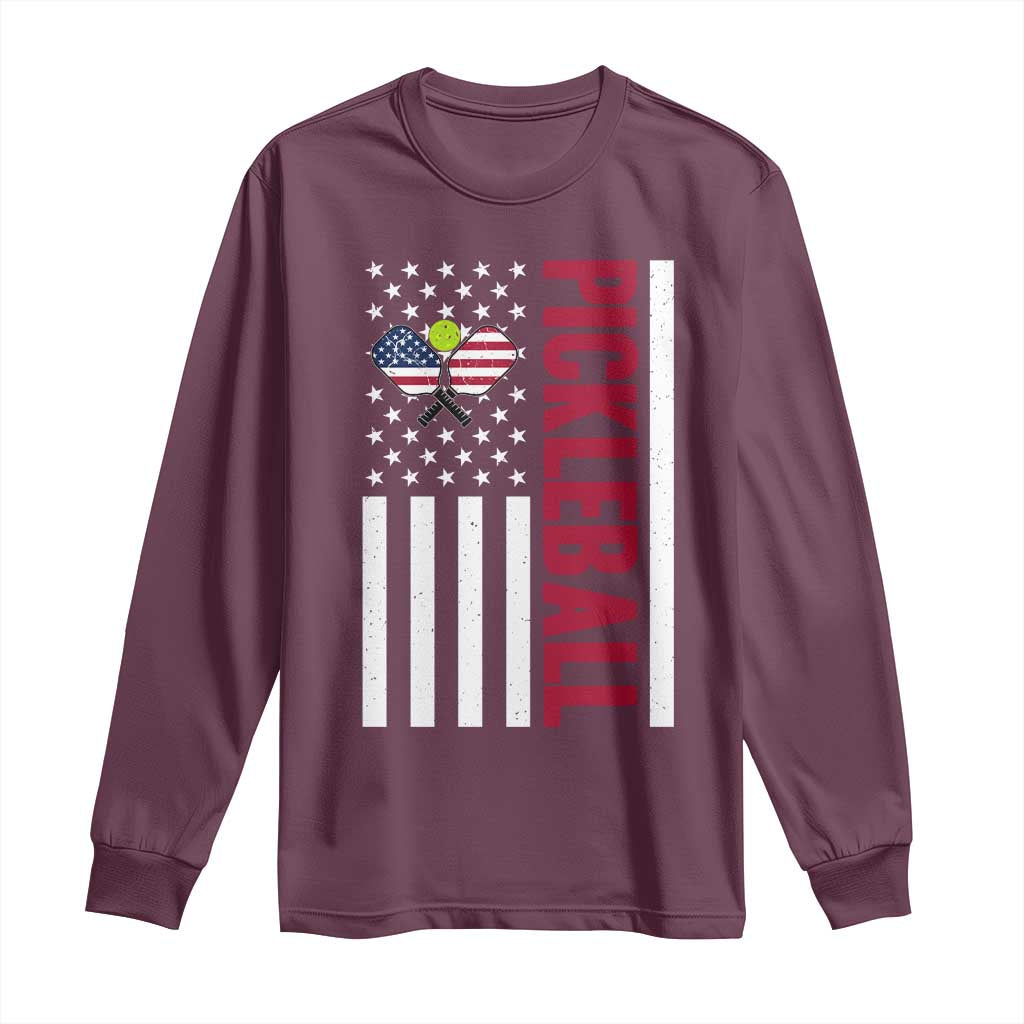 Pickleball Patriotic Long Sleeve Shirt American Flag Sport Gift - Wonder Print Shop