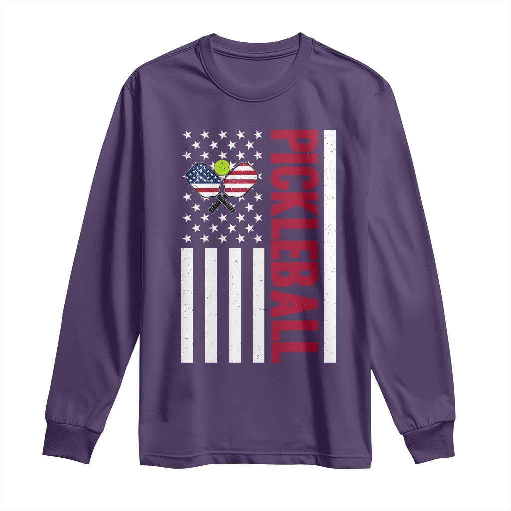 Pickleball Patriotic Long Sleeve Shirt American Flag Sport Gift - Wonder Print Shop