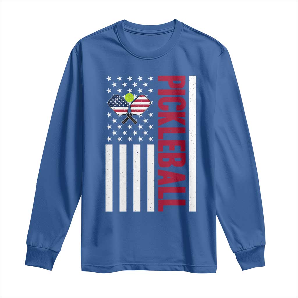 Pickleball Patriotic Long Sleeve Shirt American Flag Sport Gift - Wonder Print Shop