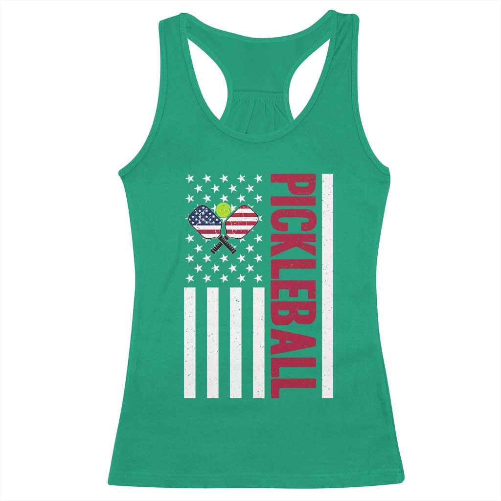 Pickleball Patriotic Racerback Tank Top American Flag Sport Gift - Wonder Print Shop