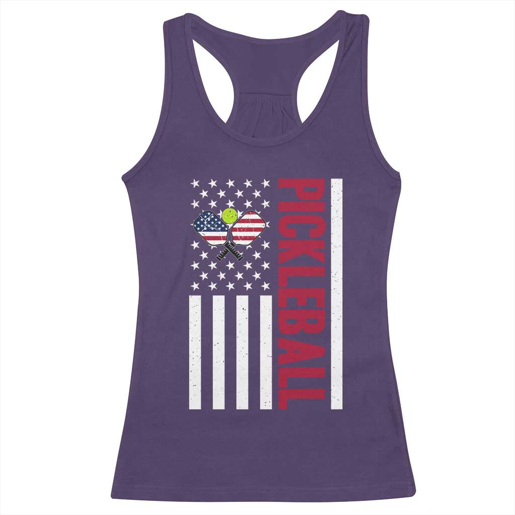 Pickleball Patriotic Racerback Tank Top American Flag Sport Gift - Wonder Print Shop