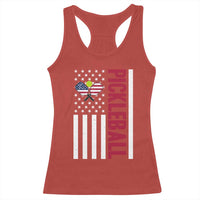 Pickleball Patriotic Racerback Tank Top American Flag Sport Gift - Wonder Print Shop