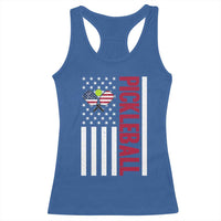 Pickleball Patriotic Racerback Tank Top American Flag Sport Gift - Wonder Print Shop
