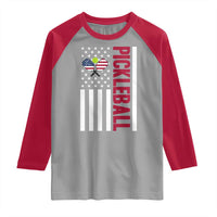 Pickleball Patriotic Raglan Shirt American Flag Sport Gift - Wonder Print Shop
