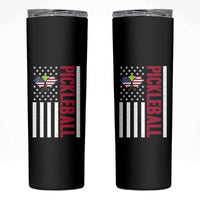 Pickleball Patriotic Skinny Tumbler American Flag Sport Gift