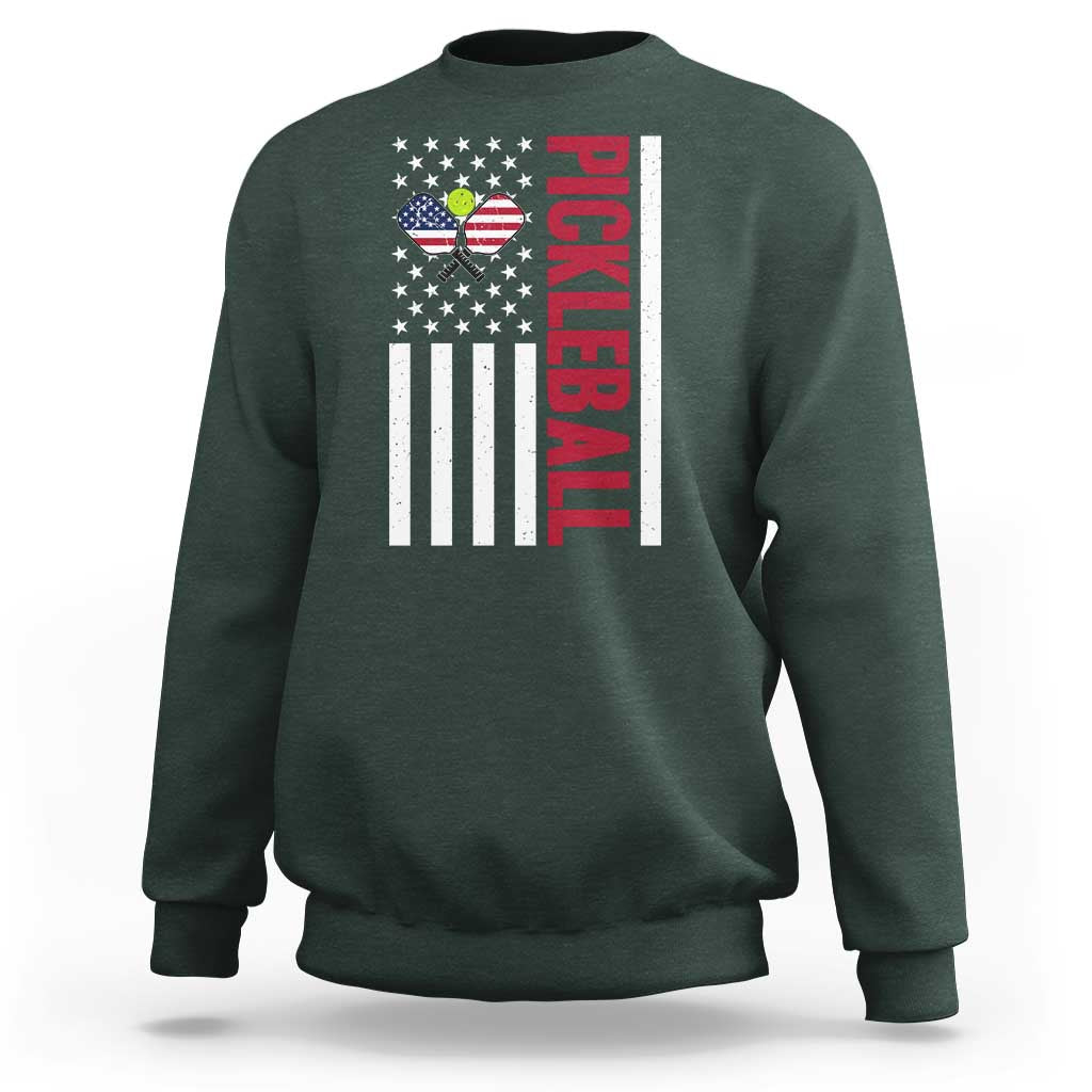 Pickleball Patriotic Sweatshirt American Flag Sport Gift - Wonder Print Shop