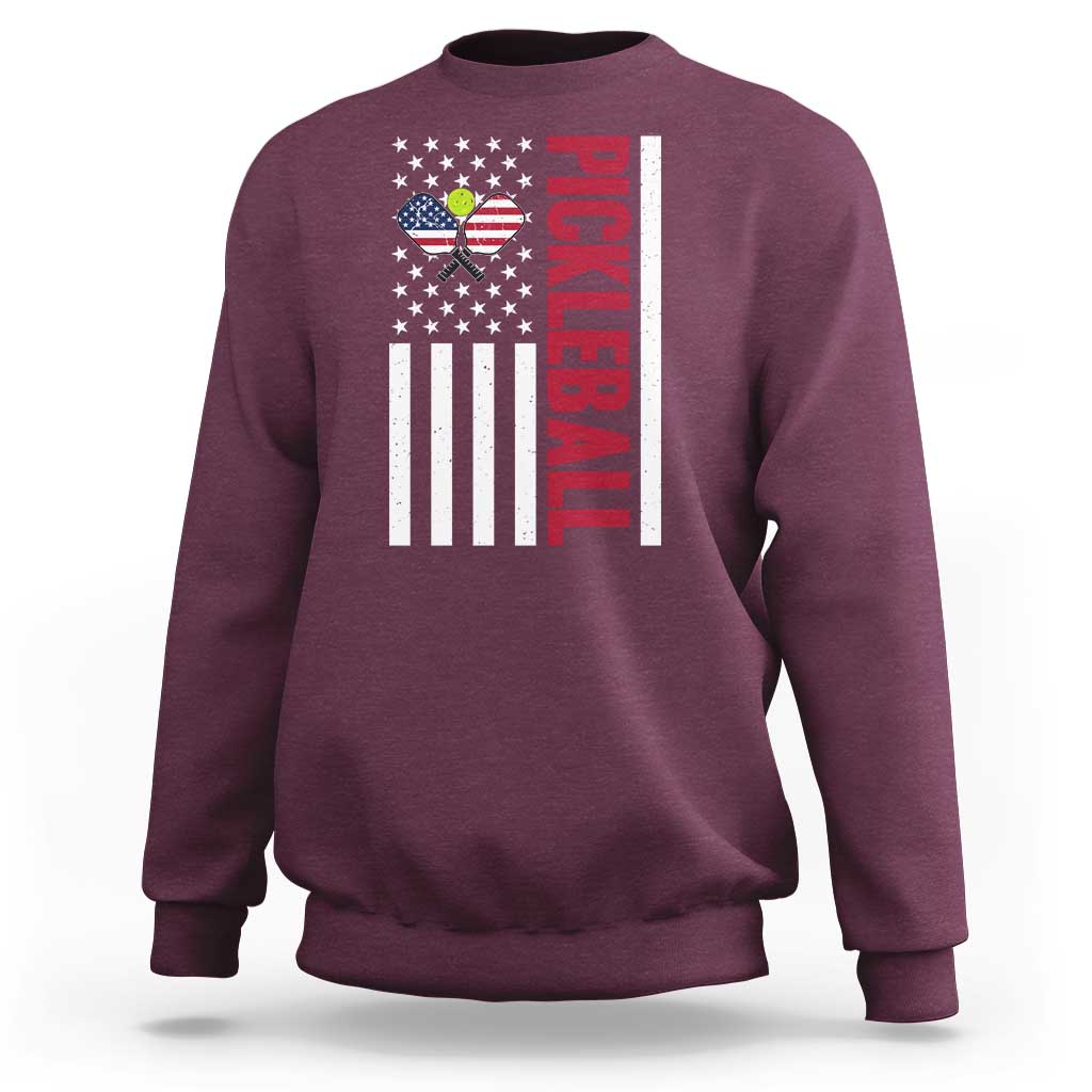 Pickleball Patriotic Sweatshirt American Flag Sport Gift - Wonder Print Shop