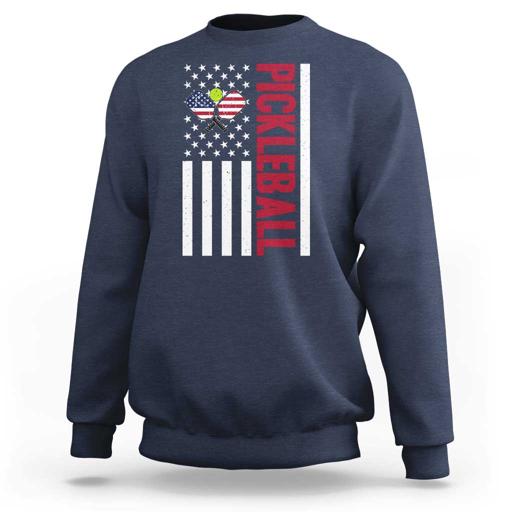 Pickleball Patriotic Sweatshirt American Flag Sport Gift - Wonder Print Shop
