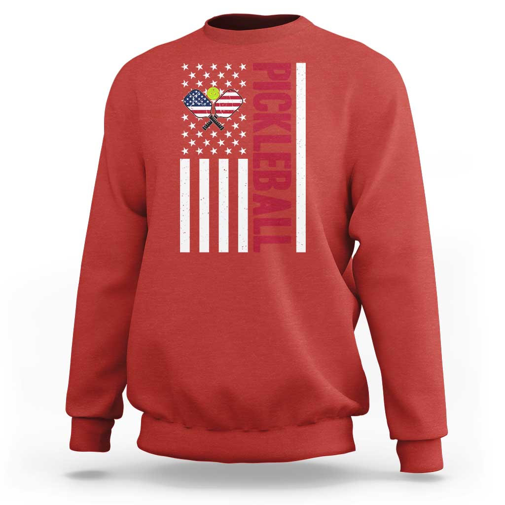 Pickleball Patriotic Sweatshirt American Flag Sport Gift - Wonder Print Shop