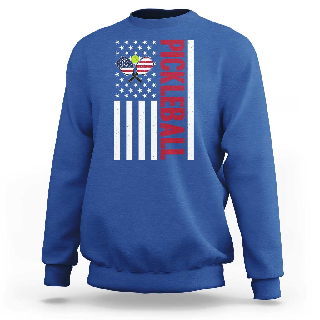 Pickleball Patriotic Sweatshirt American Flag Sport Gift - Wonder Print Shop