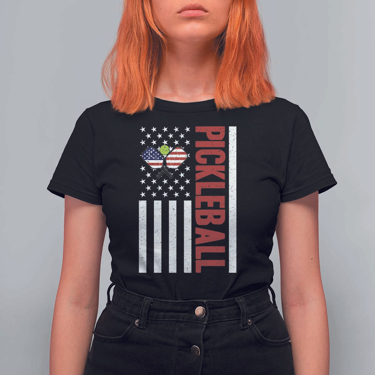 Pickleball Patriotic T Shirt For Women American Flag Sport Gift - Wonder Print Shop