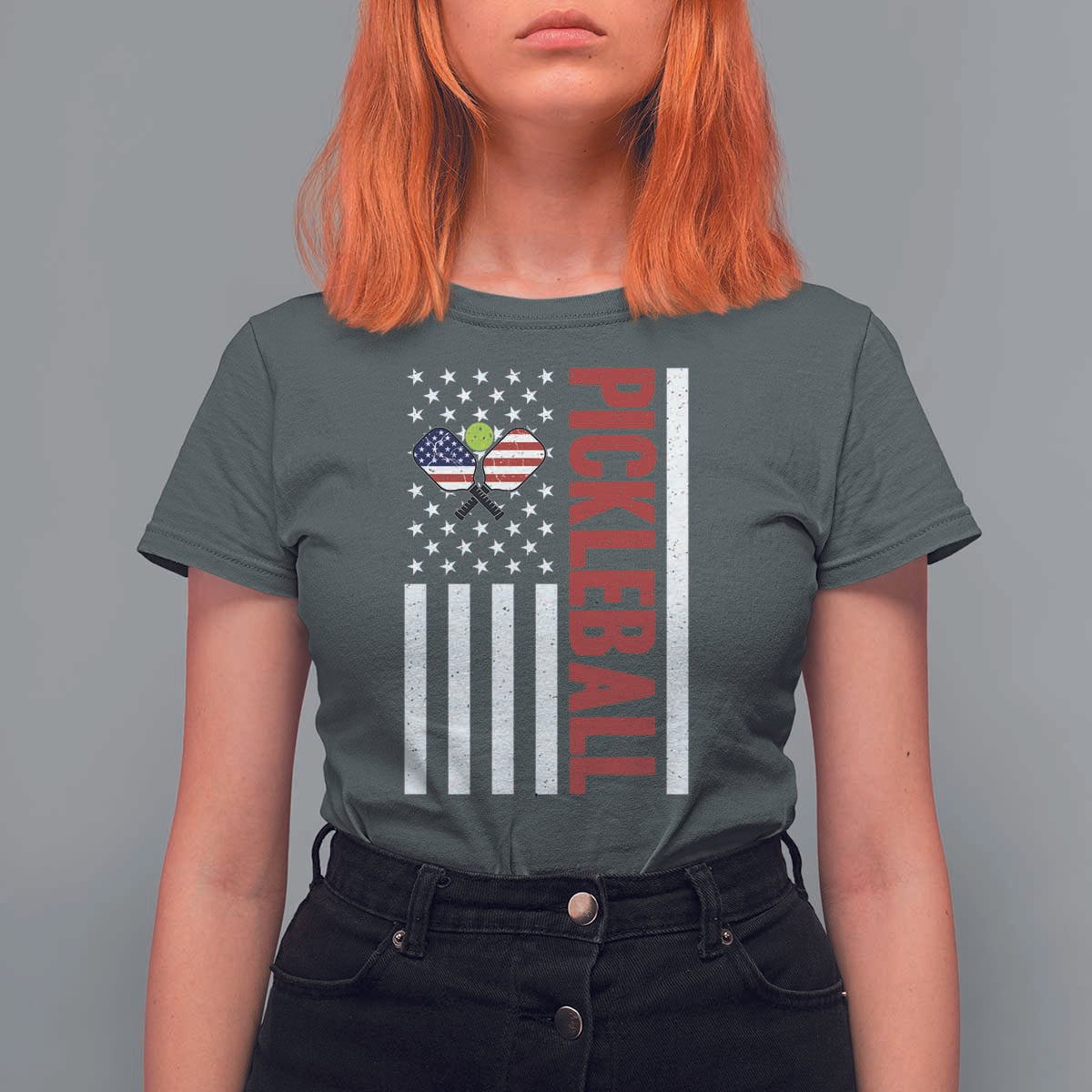 Pickleball Patriotic T Shirt For Women American Flag Sport Gift - Wonder Print Shop