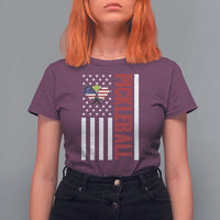 Pickleball Patriotic T Shirt For Women American Flag Sport Gift - Wonder Print Shop