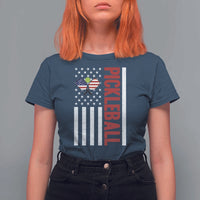Pickleball Patriotic T Shirt For Women American Flag Sport Gift - Wonder Print Shop