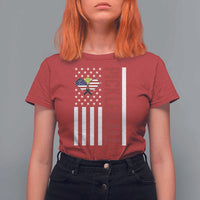 Pickleball Patriotic T Shirt For Women American Flag Sport Gift - Wonder Print Shop
