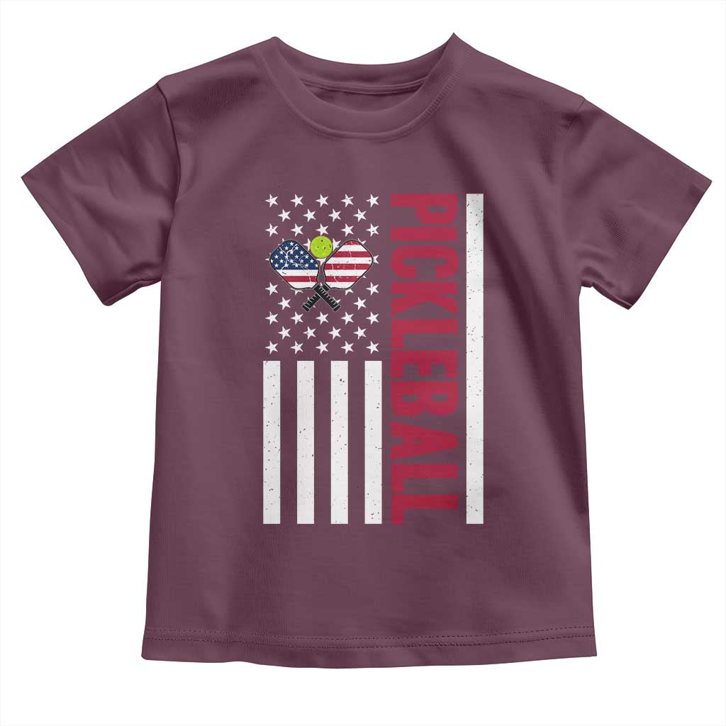 Pickleball Patriotic Toddler T Shirt American Flag Sport Gift - Wonder Print Shop