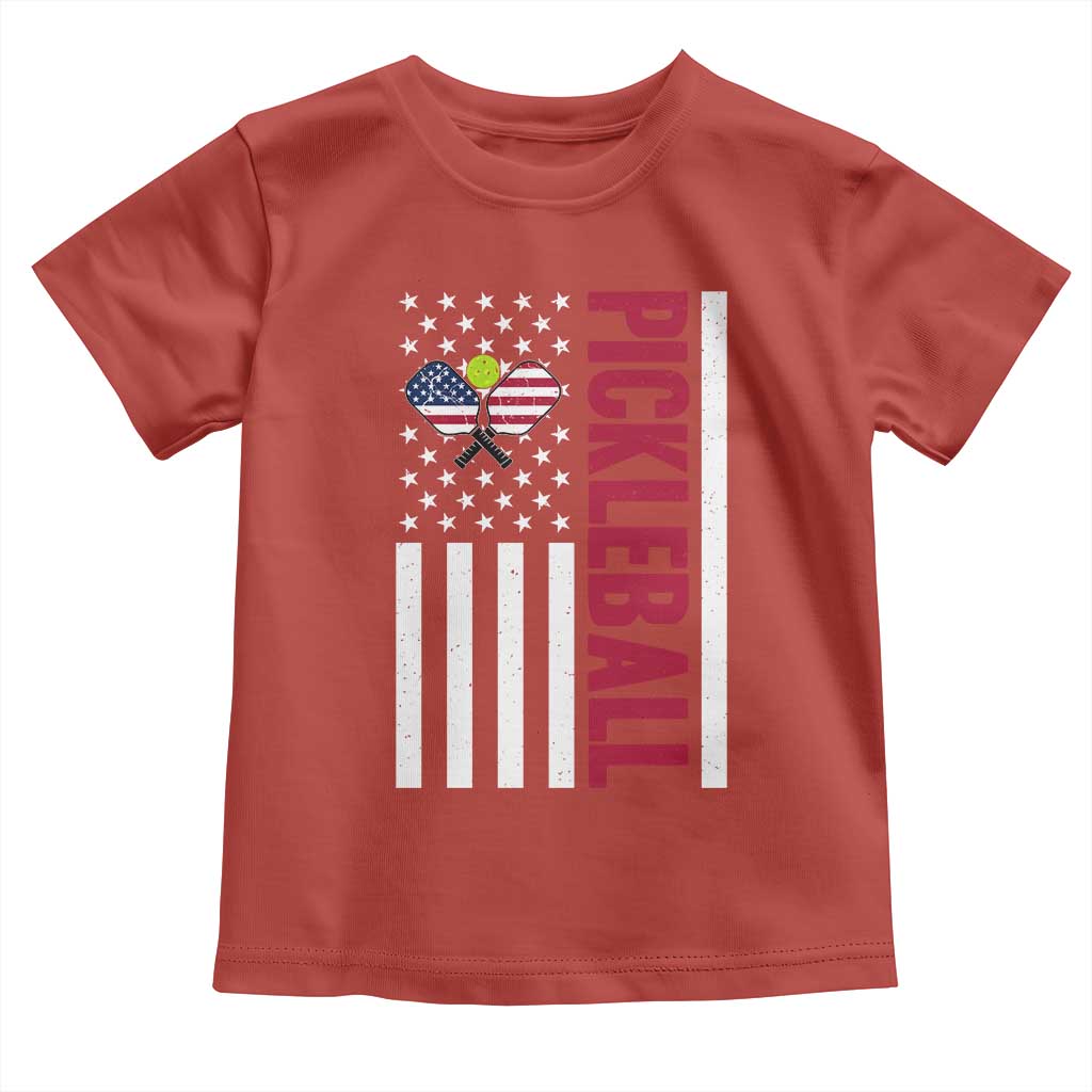 Pickleball Patriotic Toddler T Shirt American Flag Sport Gift - Wonder Print Shop