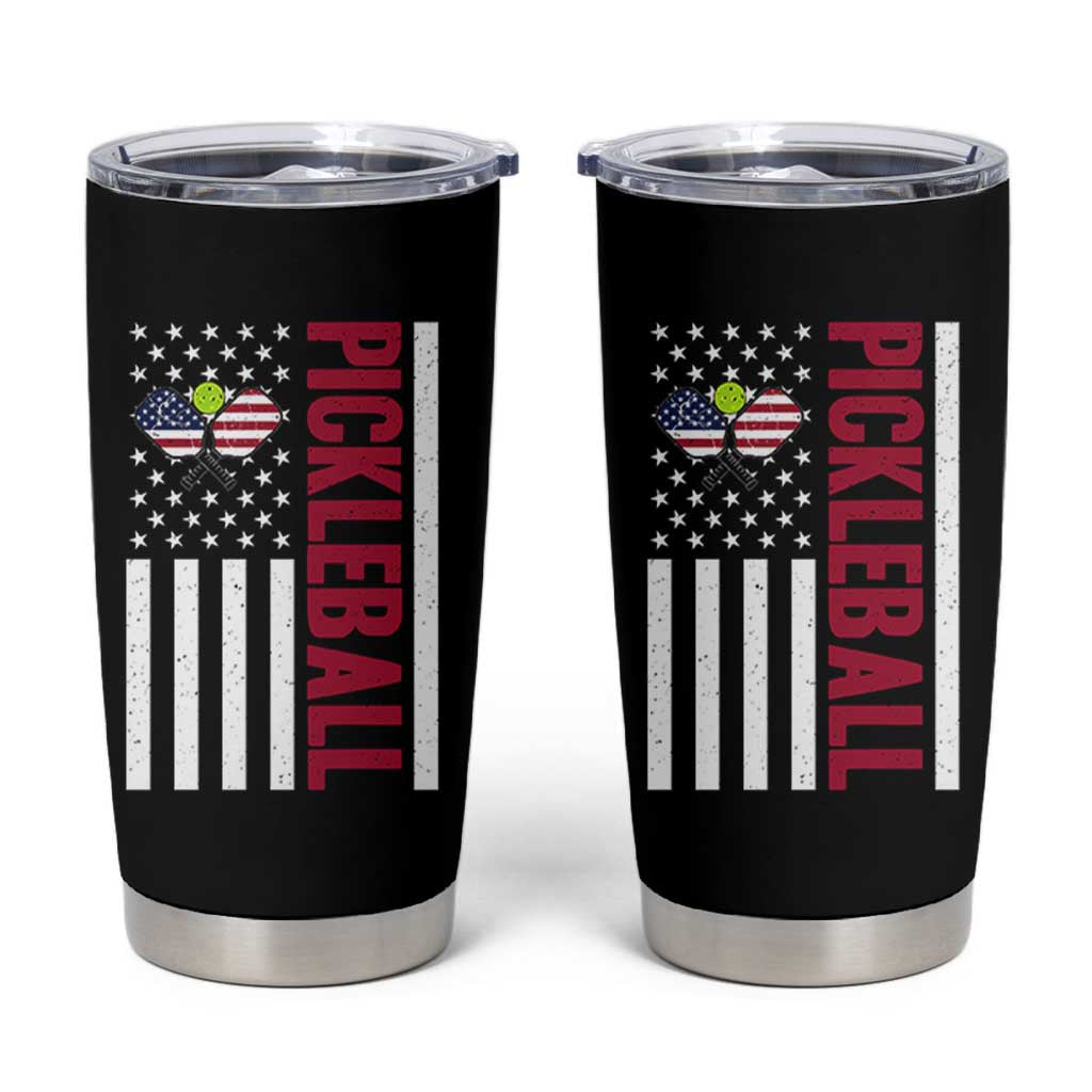 Pickleball Patriotic Tumbler Cup American Flag Sport Gift