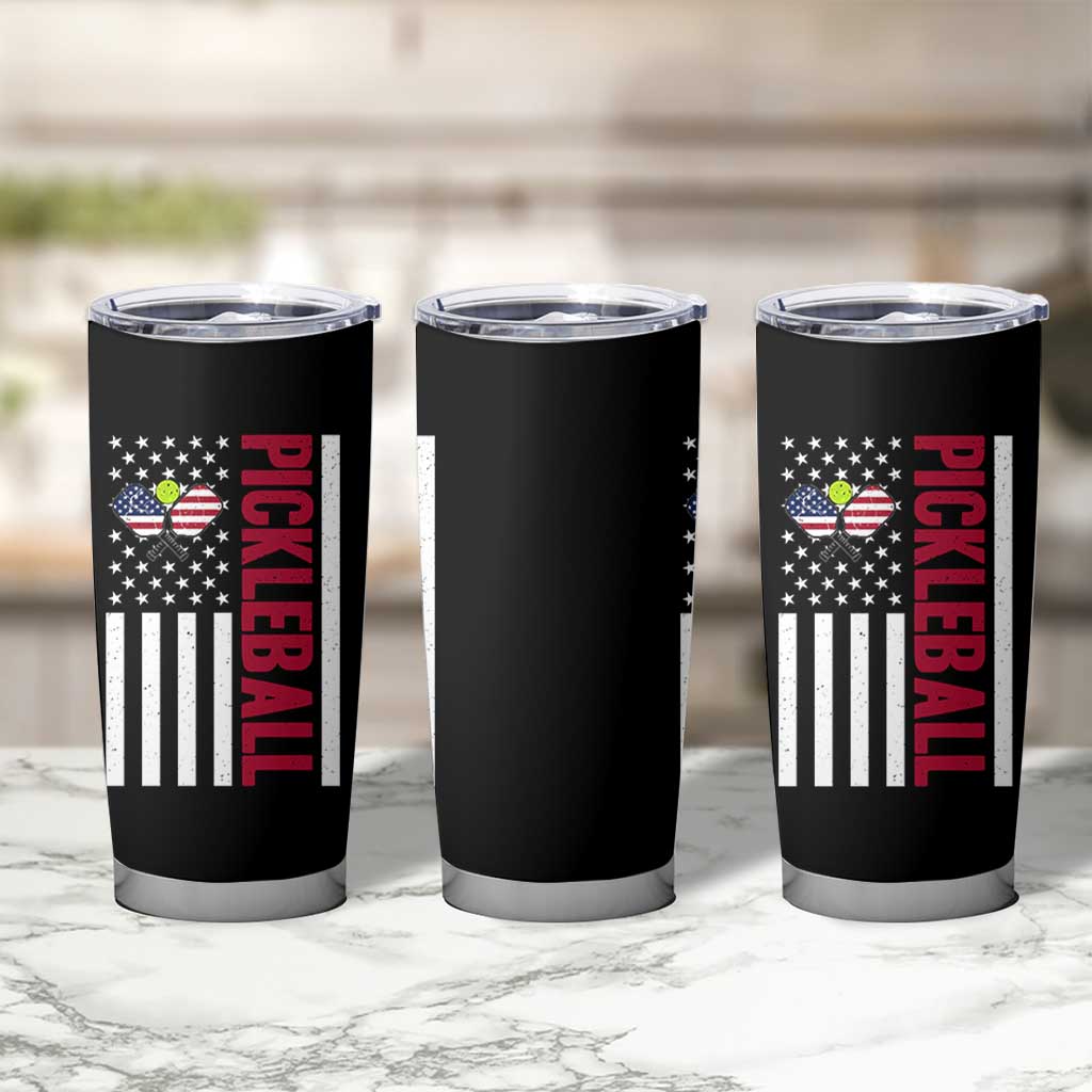Pickleball Patriotic Tumbler Cup American Flag Sport Gift