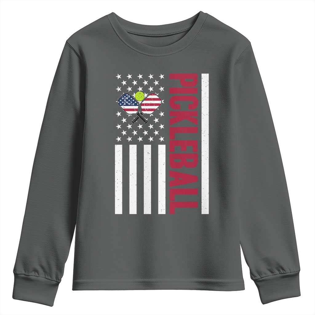 Pickleball Patriotic Youth Sweatshirt American Flag Sport Gift - Wonder Print Shop