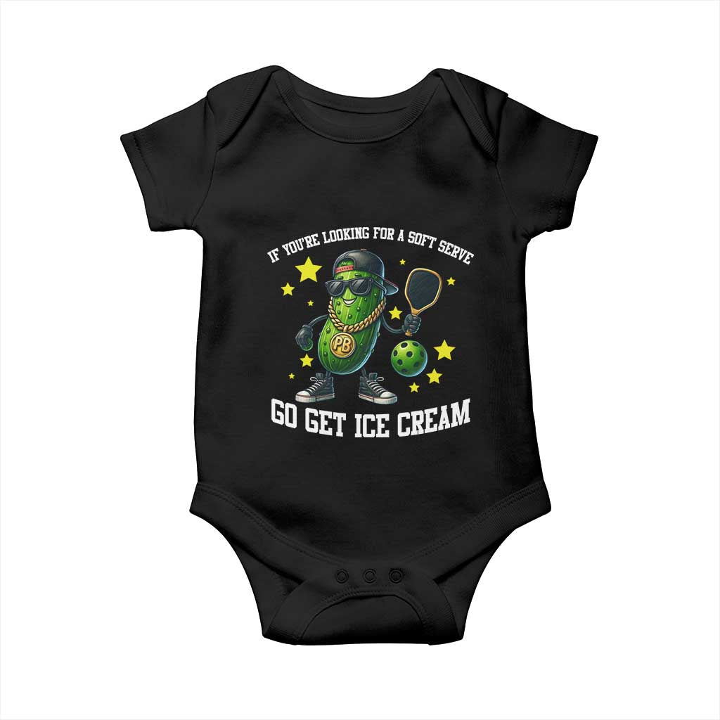 Funny Pickle Playing Pickleball Baby Onesie If You Want Soft Serve Eat Ice Cream - Wonder Print Shop
