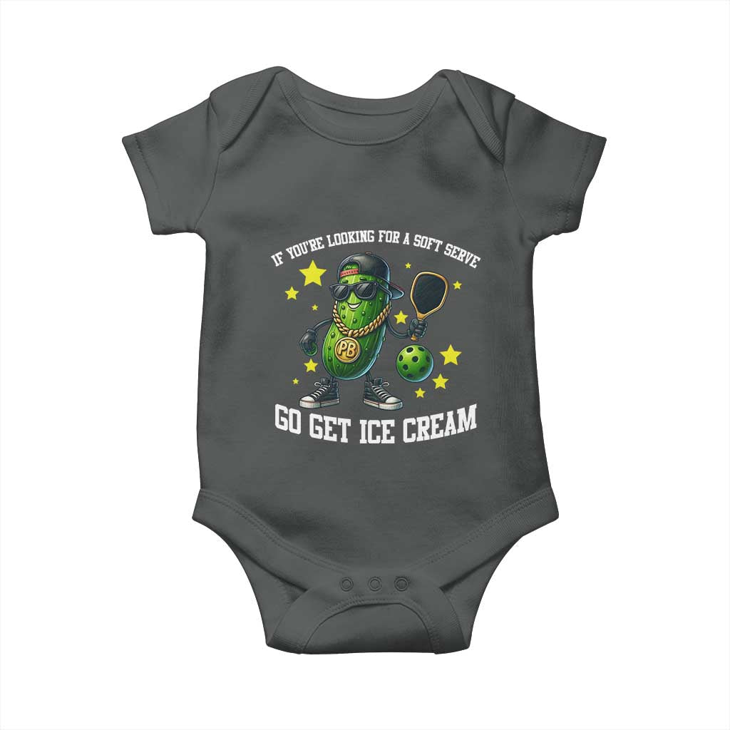 Funny Pickle Playing Pickleball Baby Onesie If You Want Soft Serve Eat Ice Cream - Wonder Print Shop