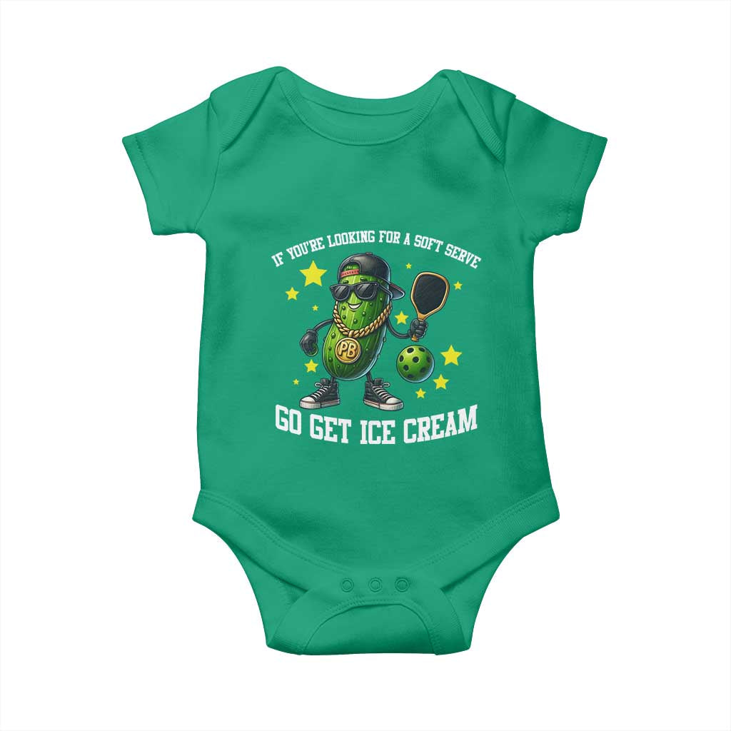 Funny Pickle Playing Pickleball Baby Onesie If You Want Soft Serve Eat Ice Cream - Wonder Print Shop