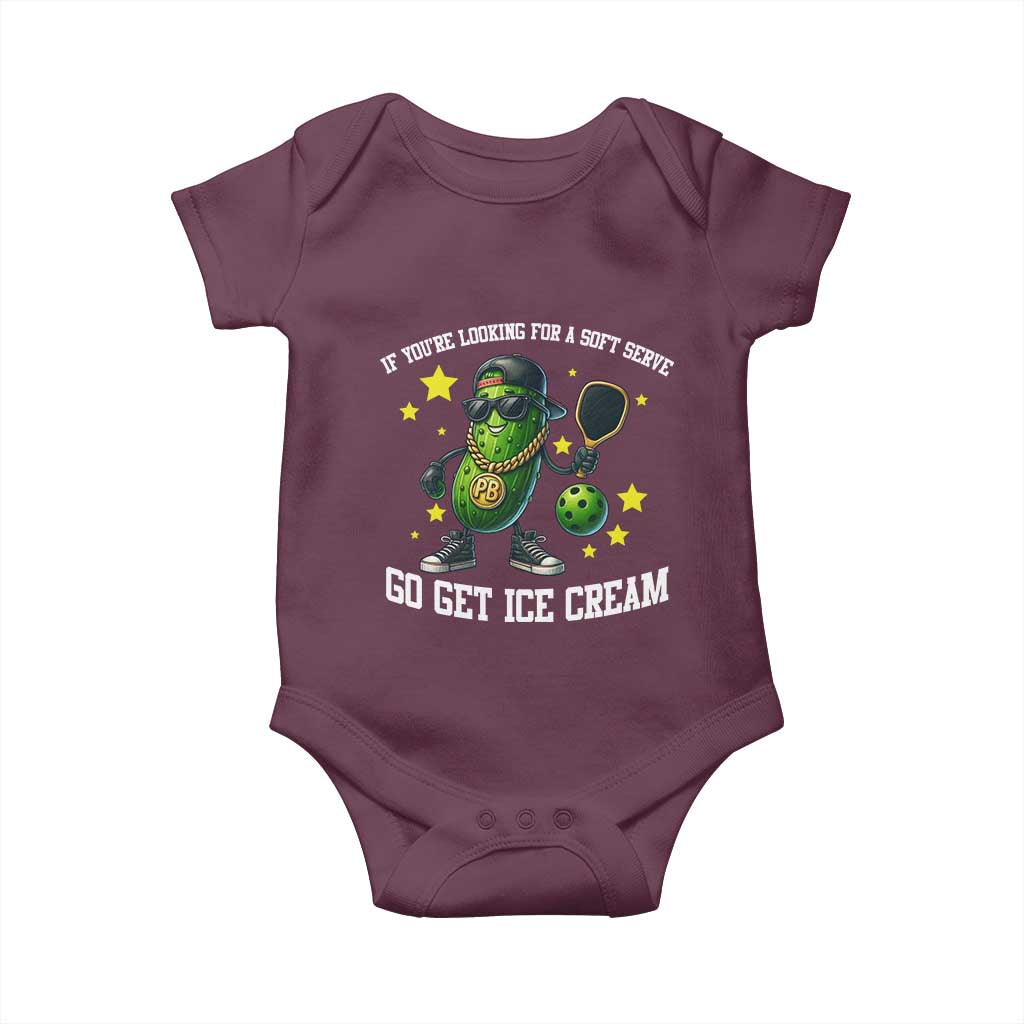 Funny Pickle Playing Pickleball Baby Onesie If You Want Soft Serve Eat Ice Cream - Wonder Print Shop