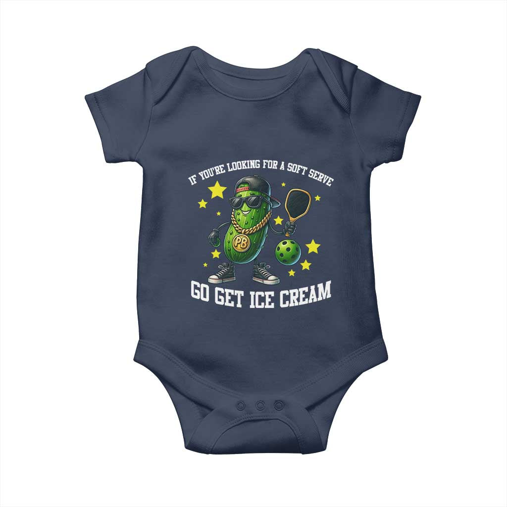 Funny Pickle Playing Pickleball Baby Onesie If You Want Soft Serve Eat Ice Cream - Wonder Print Shop