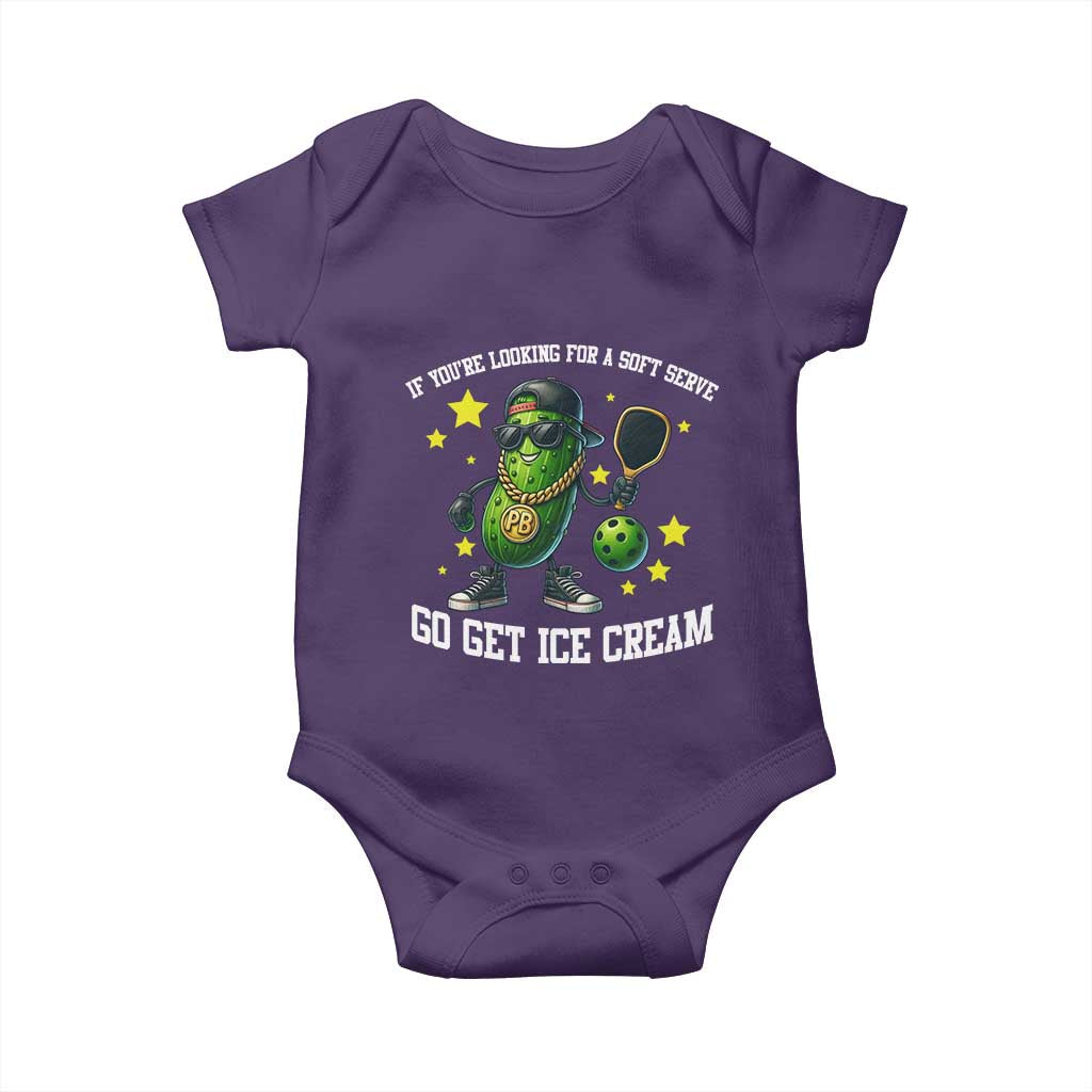 Funny Pickle Playing Pickleball Baby Onesie If You Want Soft Serve Eat Ice Cream - Wonder Print Shop