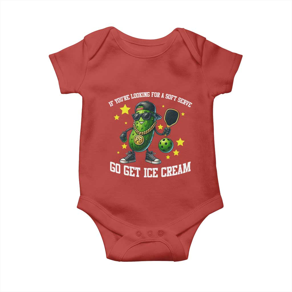 Funny Pickle Playing Pickleball Baby Onesie If You Want Soft Serve Eat Ice Cream - Wonder Print Shop