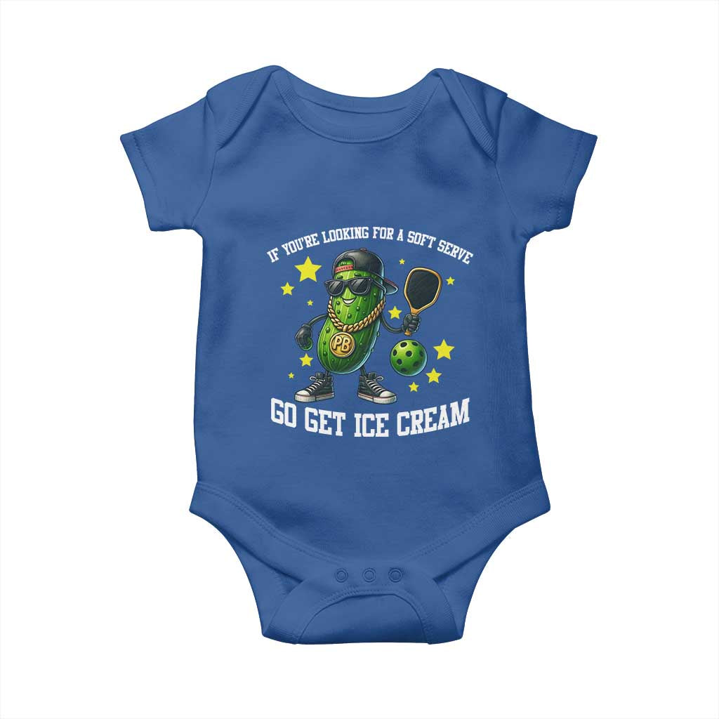 Funny Pickle Playing Pickleball Baby Onesie If You Want Soft Serve Eat Ice Cream - Wonder Print Shop