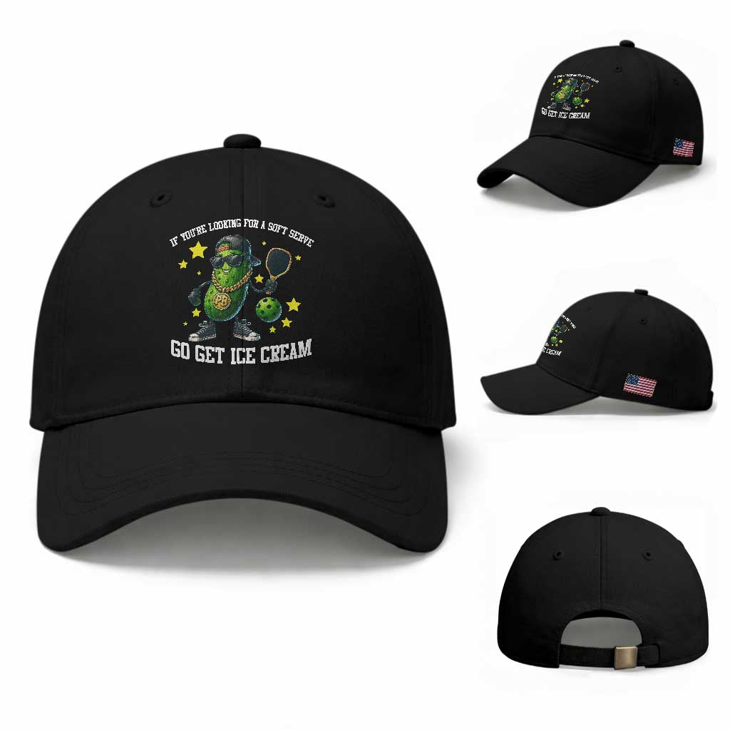 Funny Pickle Playing Pickleball Baseball Cap If You Want Soft Serve Eat Ice Cream