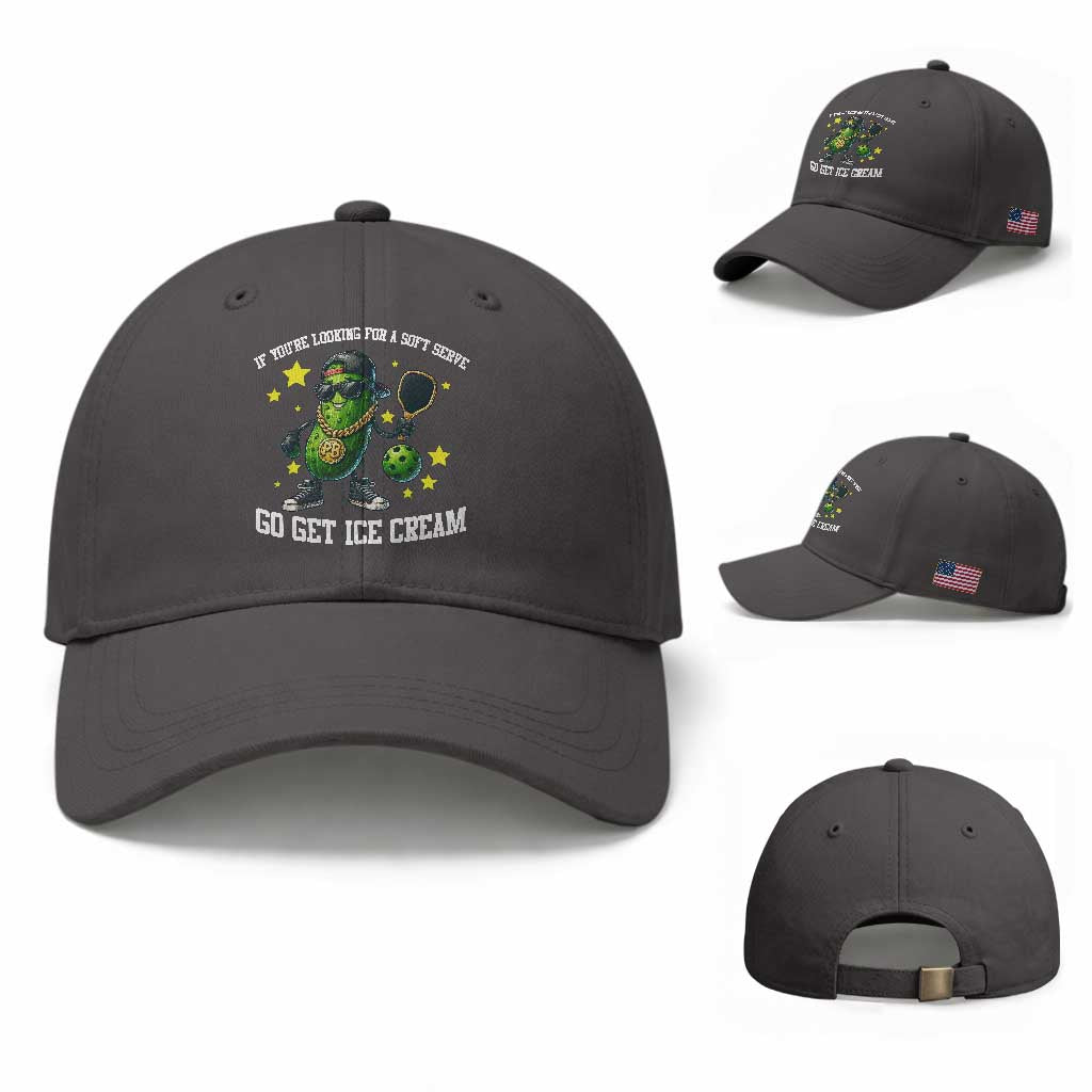 Funny Pickle Playing Pickleball Baseball Cap If You Want Soft Serve Eat Ice Cream